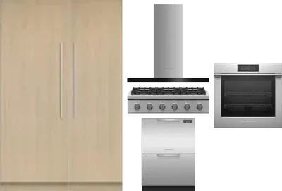 6 Piece Package Includes Refrigerator, Freezer, Cooktop, Wall Oven, Hood And Dishwasher